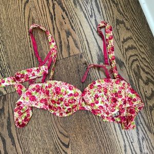 Floral Bra with Ties